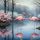 Tranquil Winter Scene with Moonlit River and Foliage