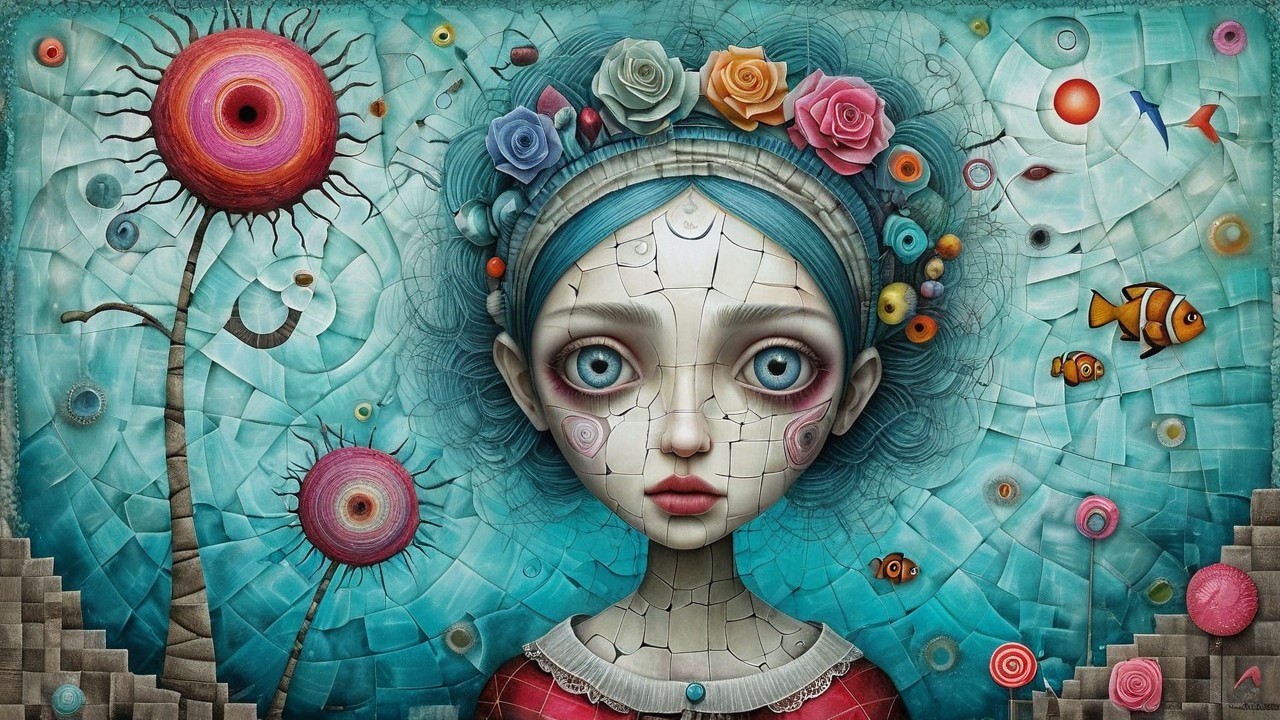 Surreal Portrait of a Girl with Floral Headband