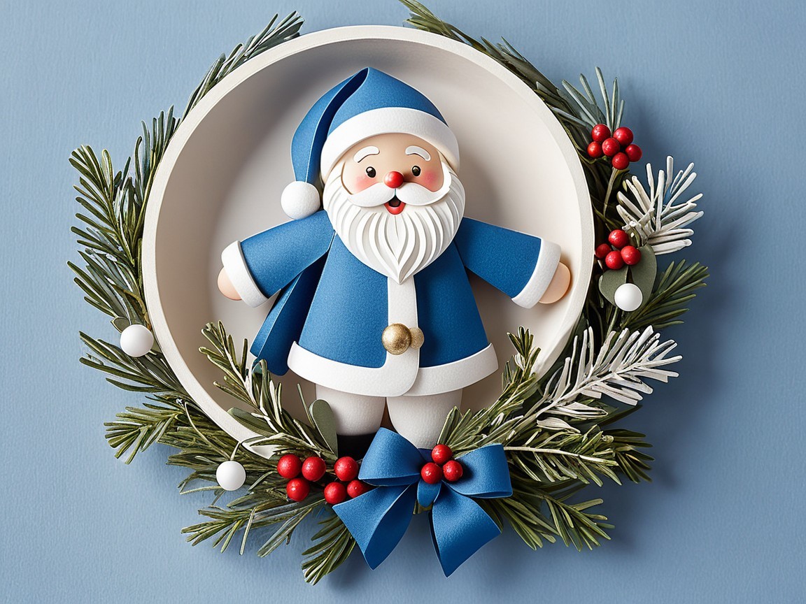 Close-up of a Quilling Diorama Featuring Santa Claus