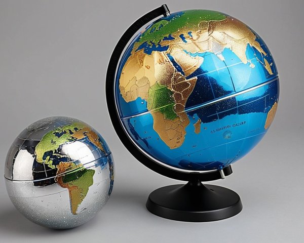 Elegant Metallic Globe Desk Ornaments in Close-Up Shot