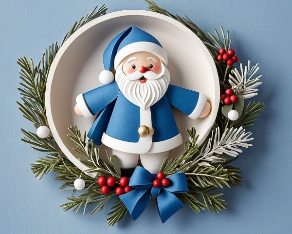 Close-up of a Quilling Diorama Featuring Santa Claus