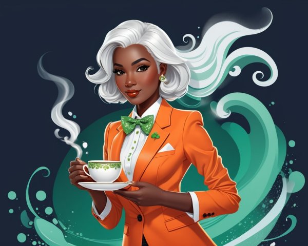 Digital Illustration of Confident Woman in Orange Suit