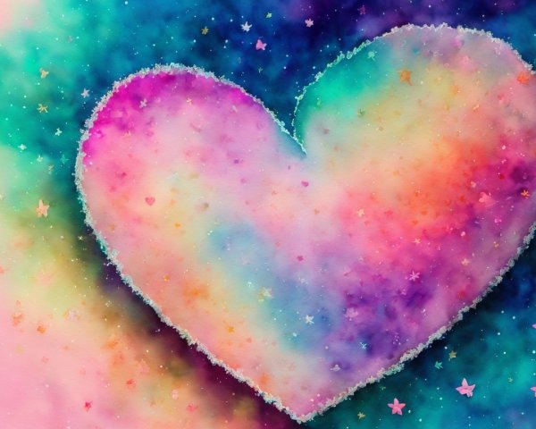 Abstract Watercolor Heart with Vibrant Gradient Colors