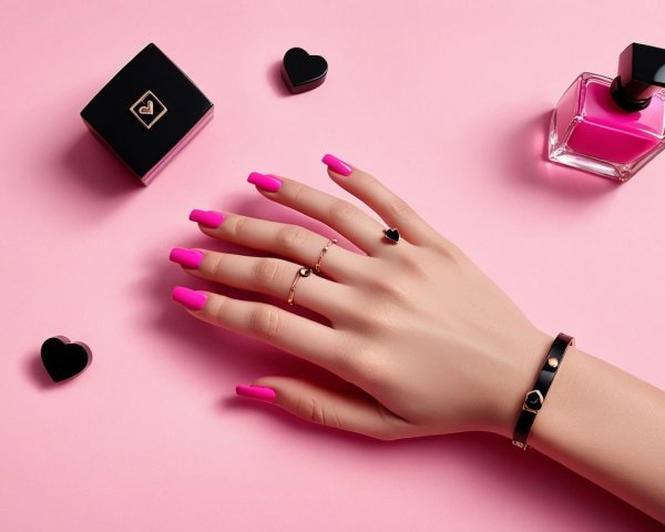 Stylish Hand with Pink Nails and Elegant Accessories