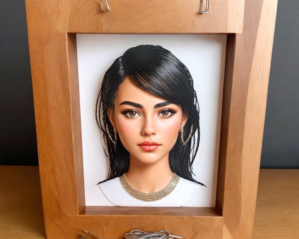 Portrait of a Young Woman in a Wooden Frame