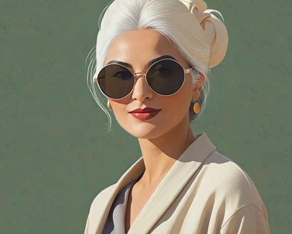 Digital Painting of Woman in Chic Updo and Sunglasses