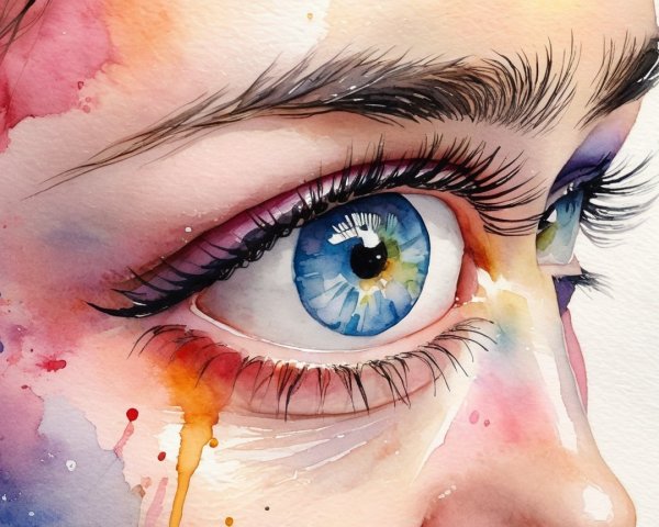 Close-up Watercolor Illustration of a Human Eye