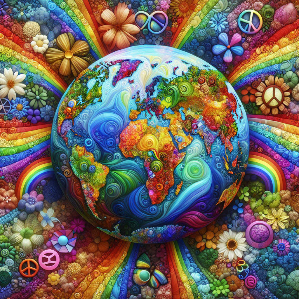 Colorful Whimsical Illustration of the Earth and Nature