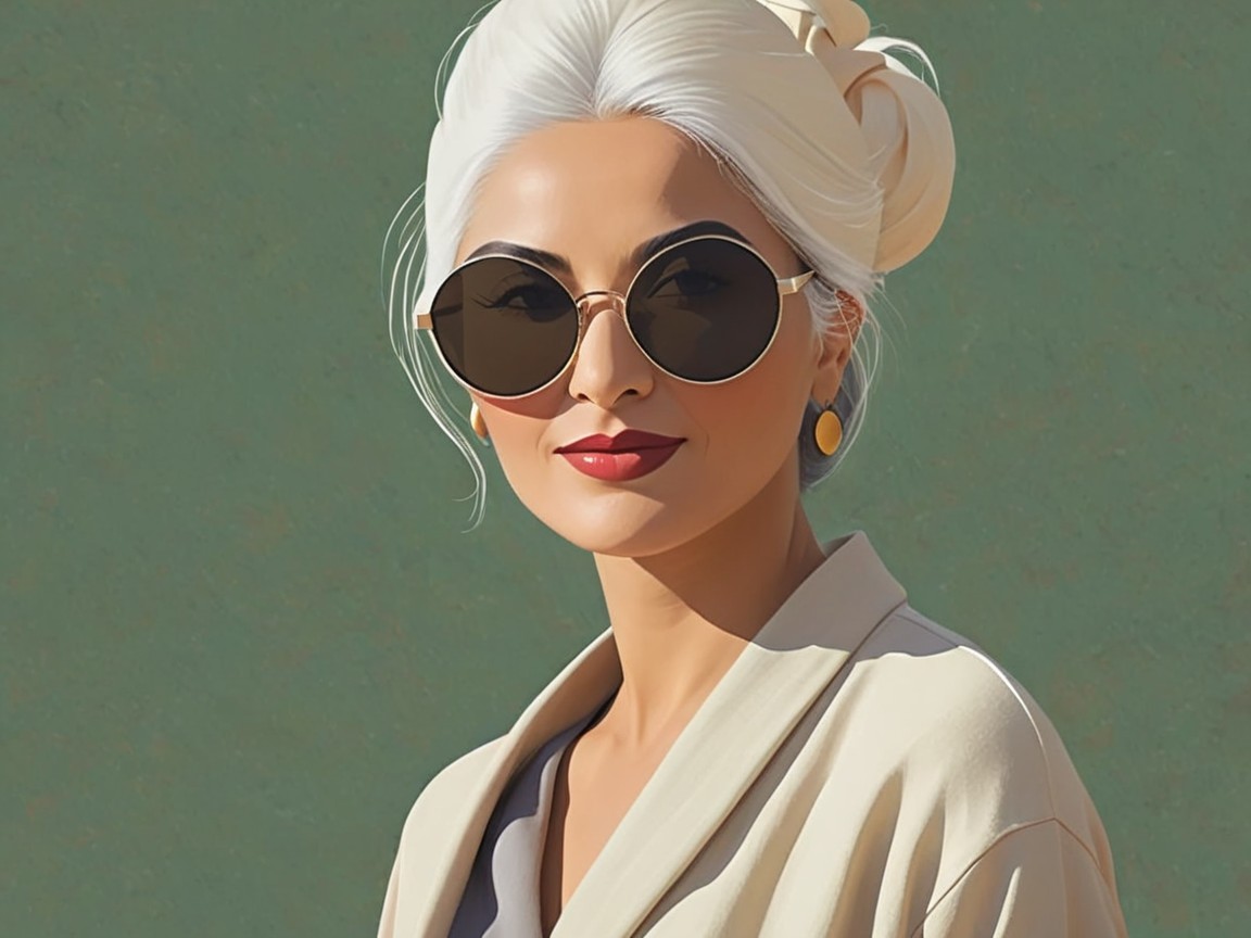 Digital Painting of Woman in Chic Updo and Sunglasses