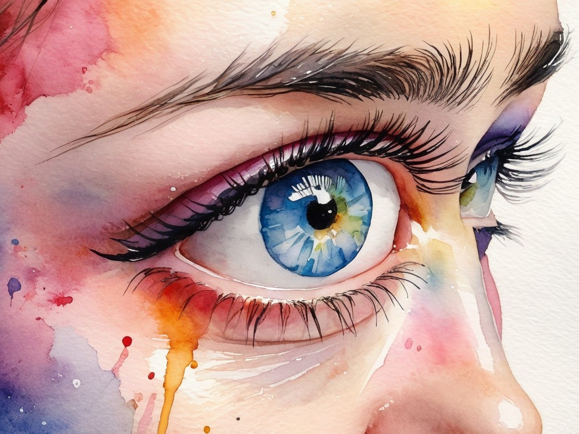 Close-up Watercolor Illustration of a Human Eye