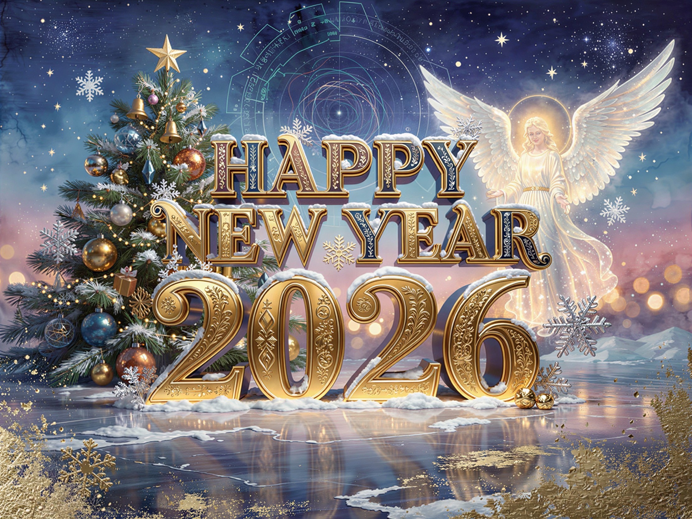 Detailed New Year's Greeting Card Illustration for 2026