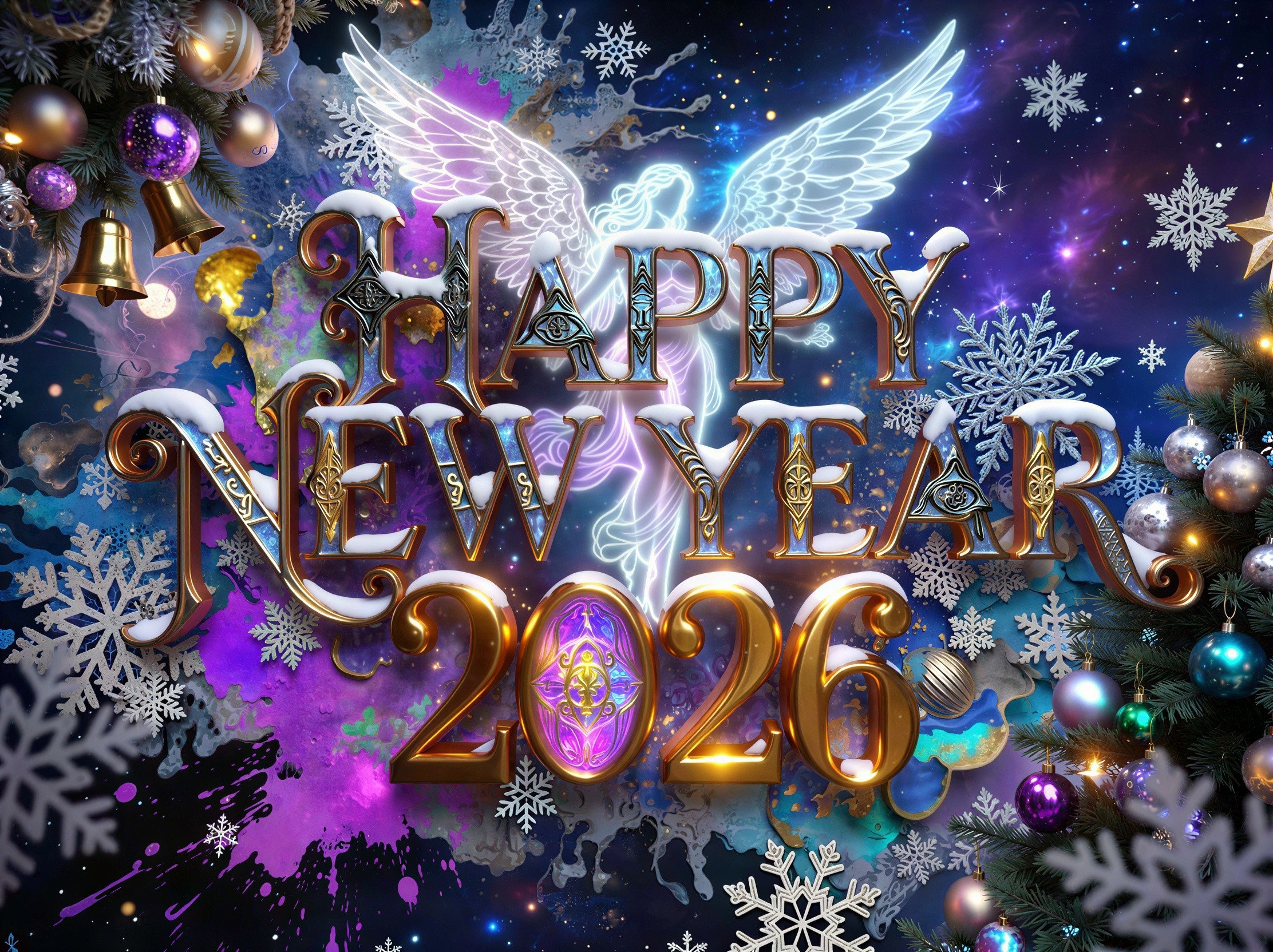 Fantastical New Year's Greeting Card Design for 2026