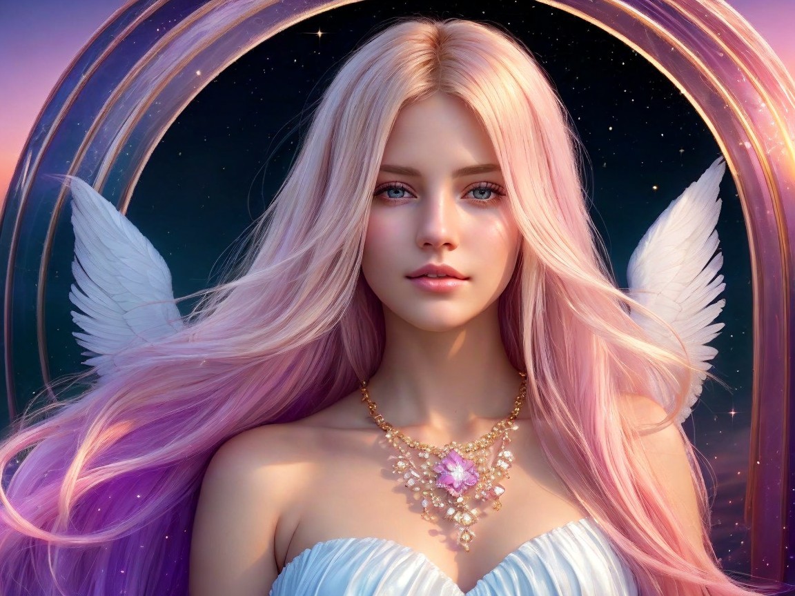 Portrait of an Angel Woman with Ethereal Features