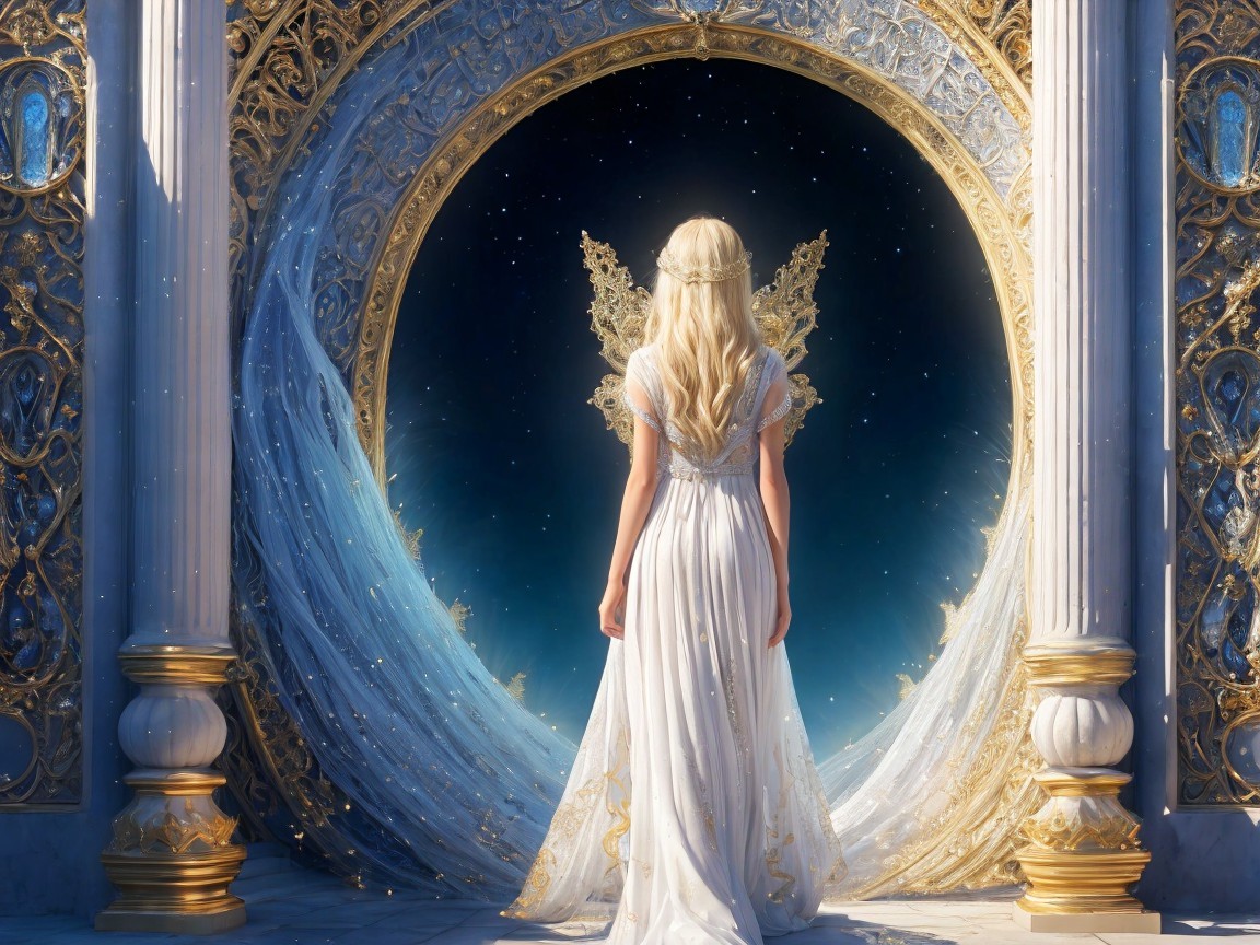 Ethereal Figure in Ornate Archway Setting