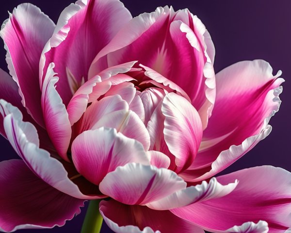 Close-Up of a Pink Tulip with White Edges