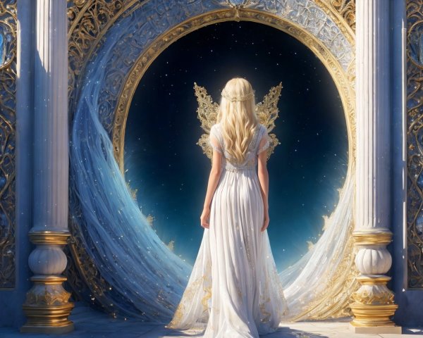 Ethereal Figure in Ornate Archway Setting