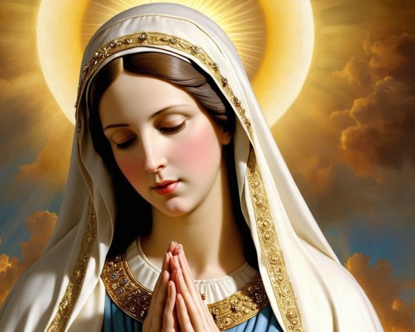 Spiritual Painting of Virgin Mary in Prayer Pose