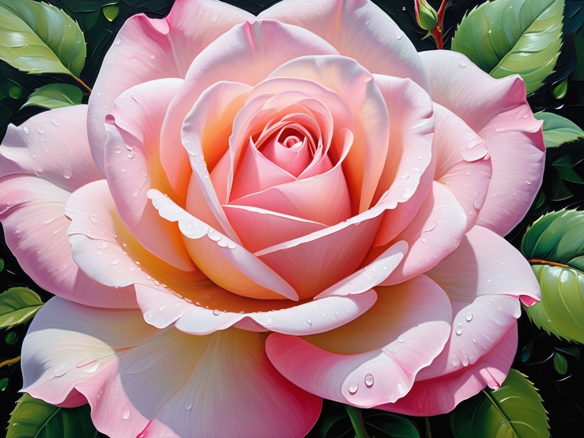 Close-Up of a Pink Rose with Water Droplets