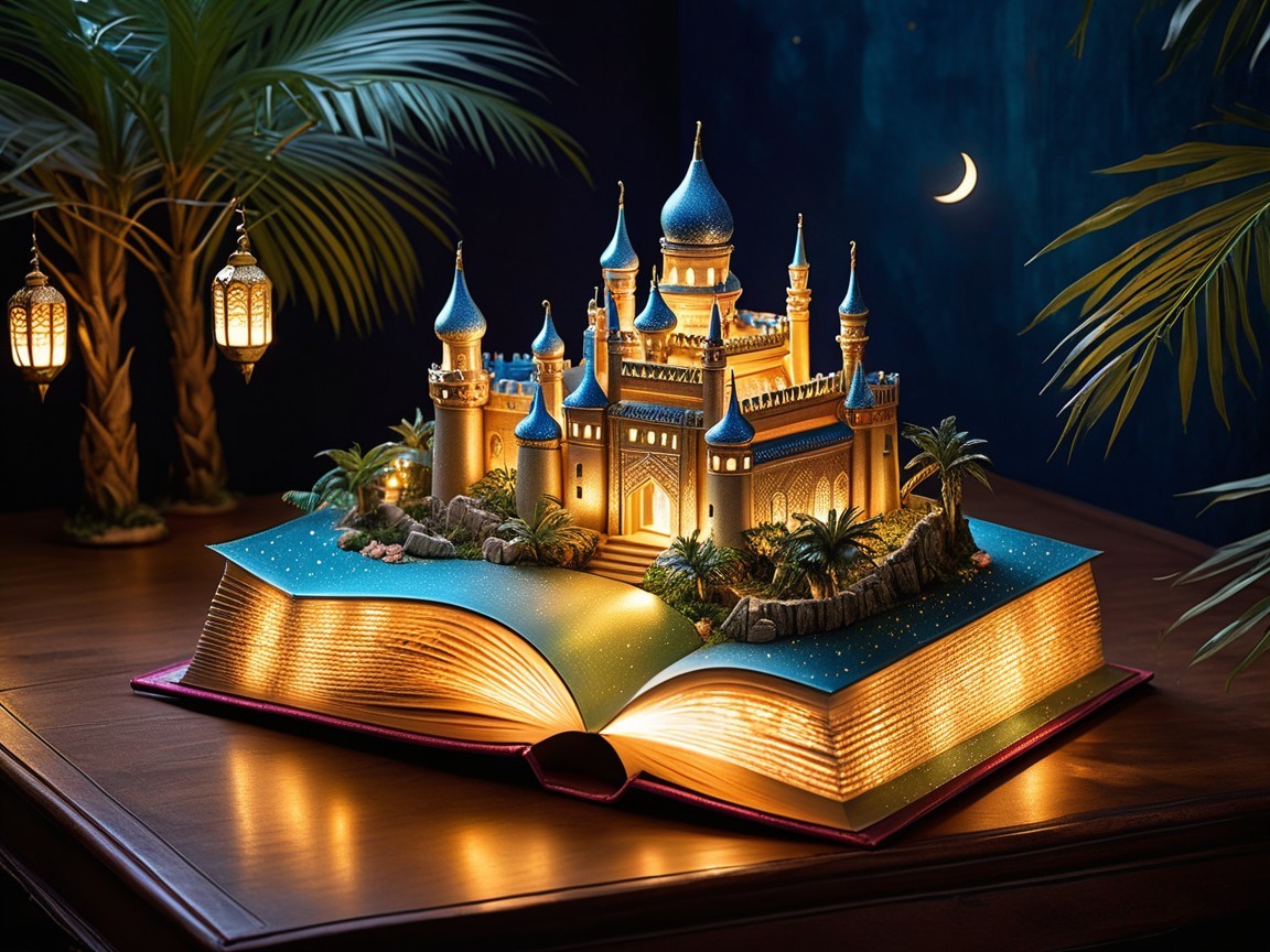 Illuminated Castle Pop-Up Book with Lush Surroundings