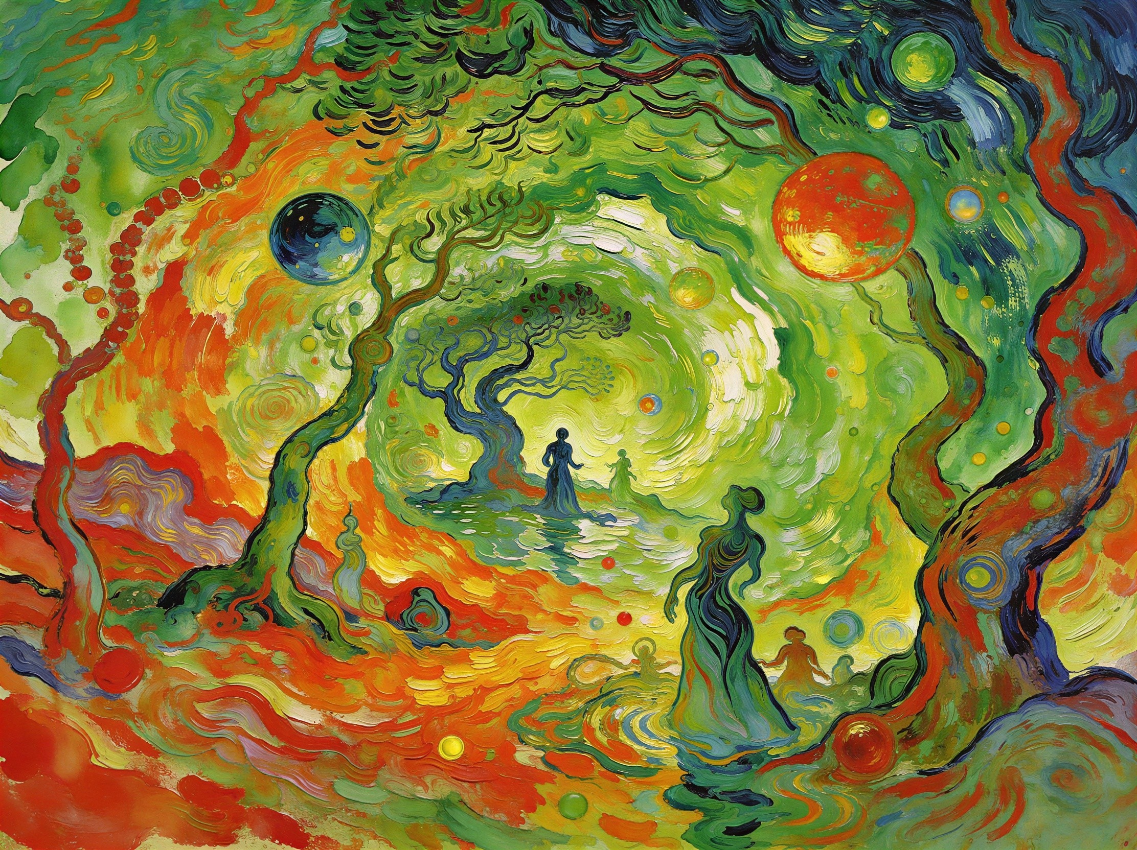 Vibrant Impressionistic Landscape with Swirling Colors