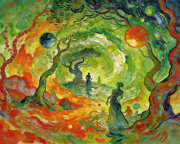 Vibrant Impressionistic Landscape with Swirling Colors