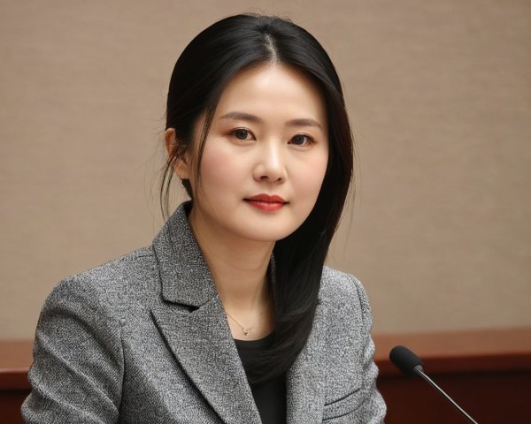 Close-Up of Young East Asian Businesswoman in Blazer