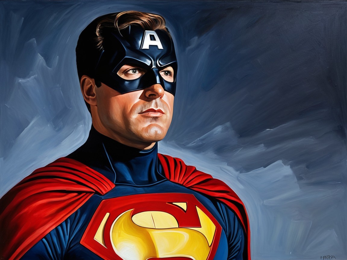 Heroic figure in vibrant superhero costume with cape