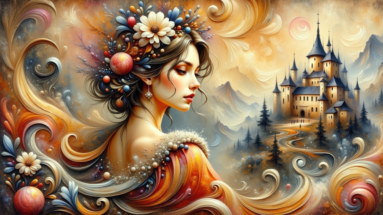 Whimsical Portrait of a Woman with Colorful Hair