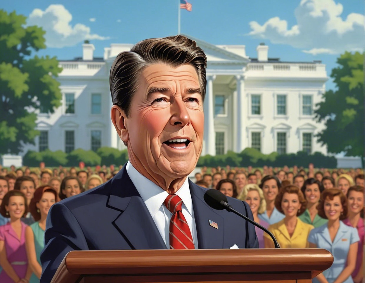 Ronald Reagan Cartoon Depiction at Women's Gathering