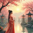 Traditional Chinese Dress by Tranquil River and Blossoms