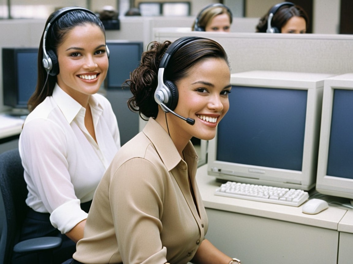 Cheerful Call Center Agents in Friendly Attire