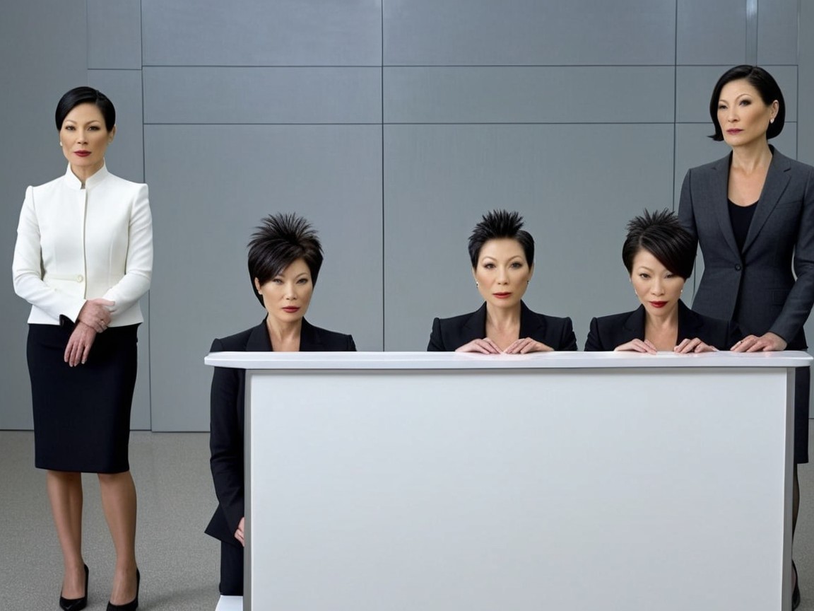 Group of Asian women in a minimalist office setting