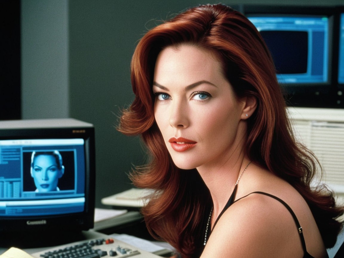 Professional Woman with Red Hair and Blue Eyes