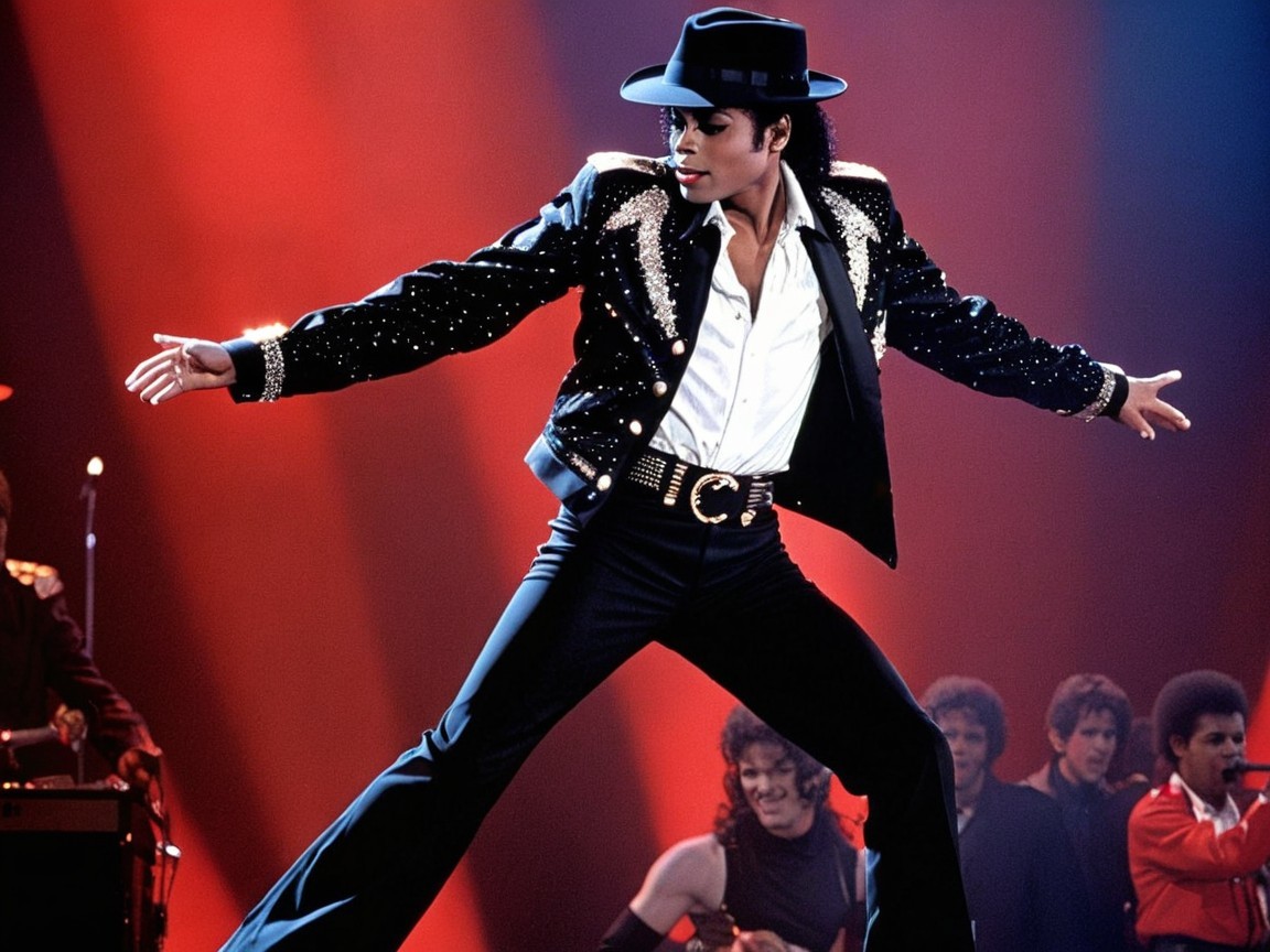 Performer in Sequined Jacket on Vibrant Stage