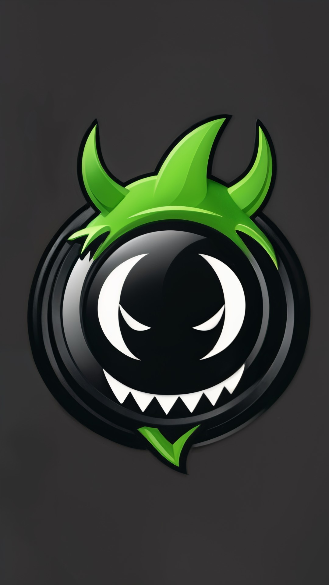 Cartoonish green monster with spiky head and sharp teeth