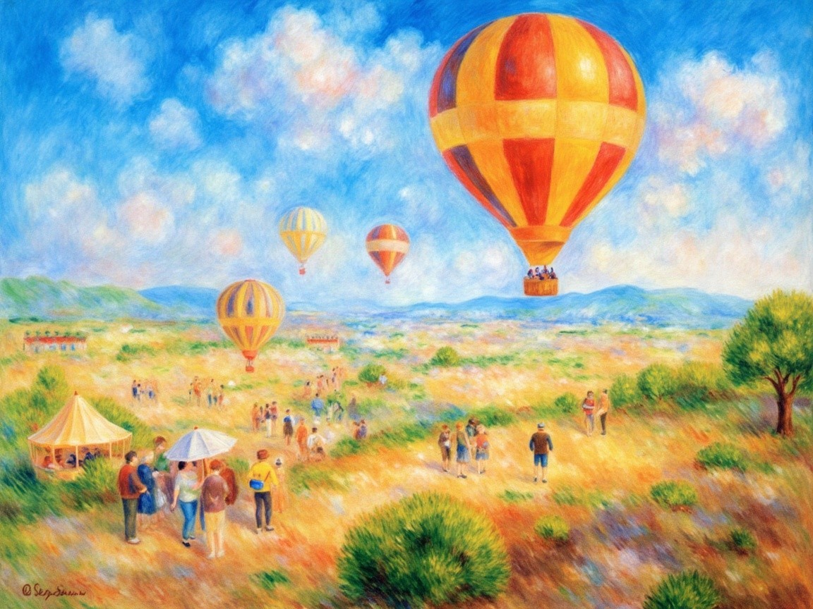 Colorful Hot Air Balloons in a Summer Landscape