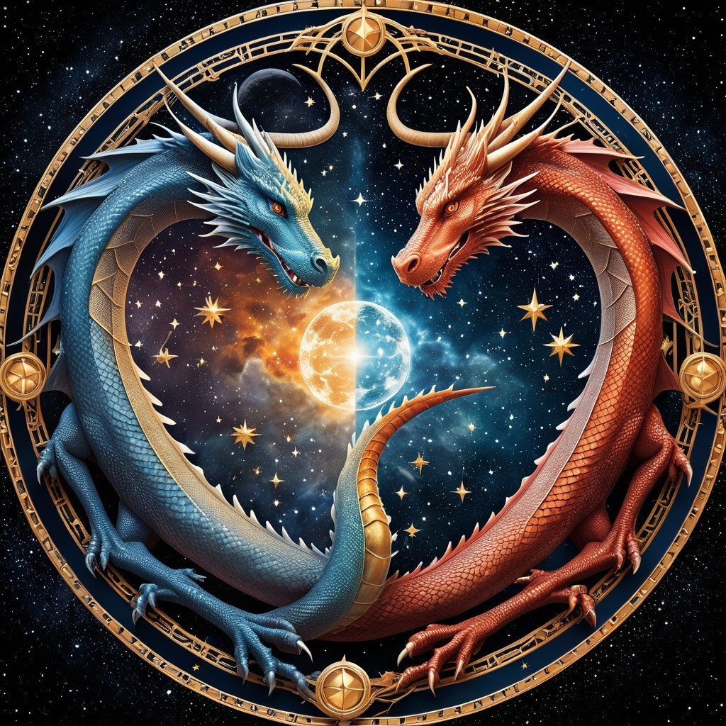 Dragons in Cosmic Duality with Luminous Moon Center