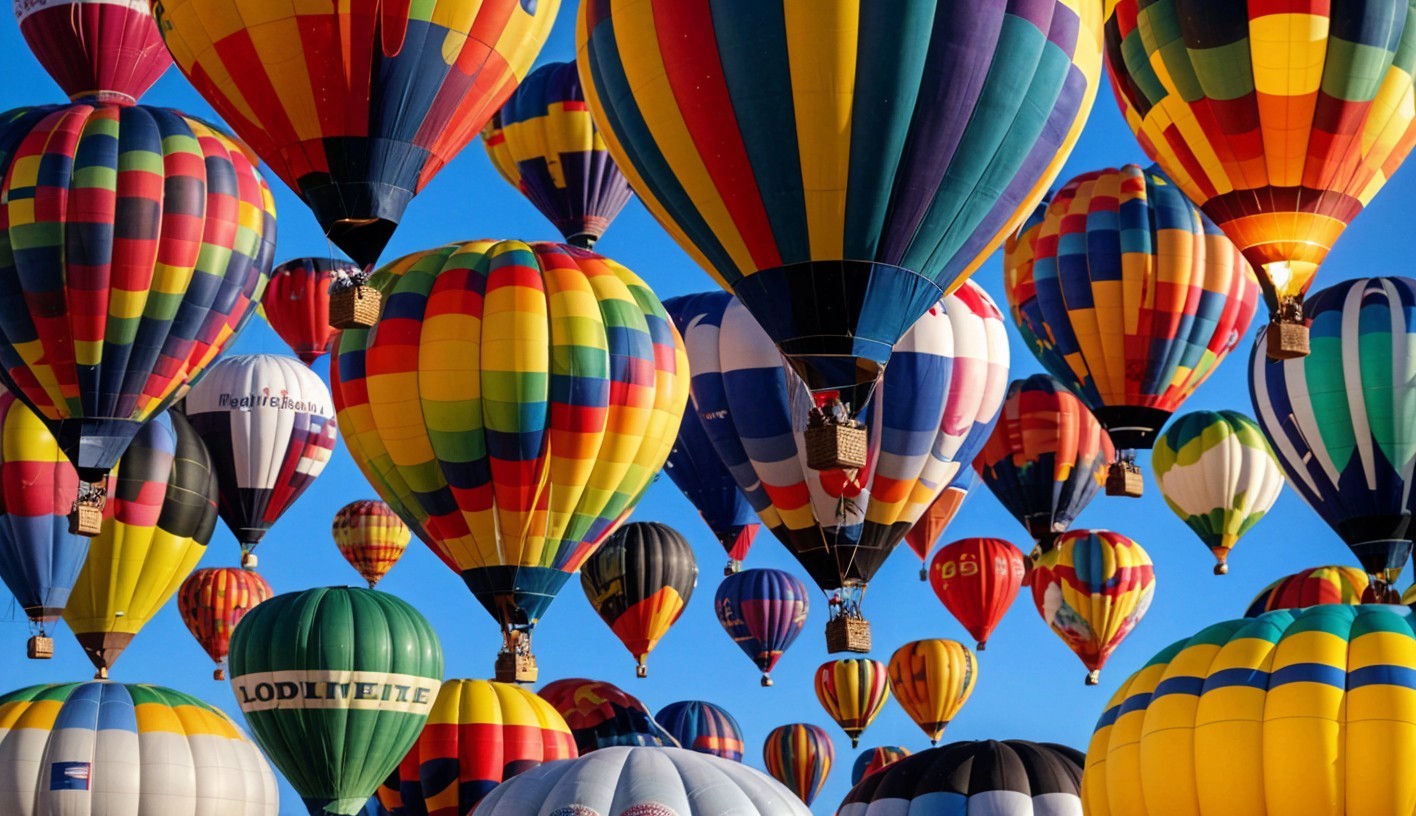 Colorful Hot Air Balloons in a Clear Blue Sky