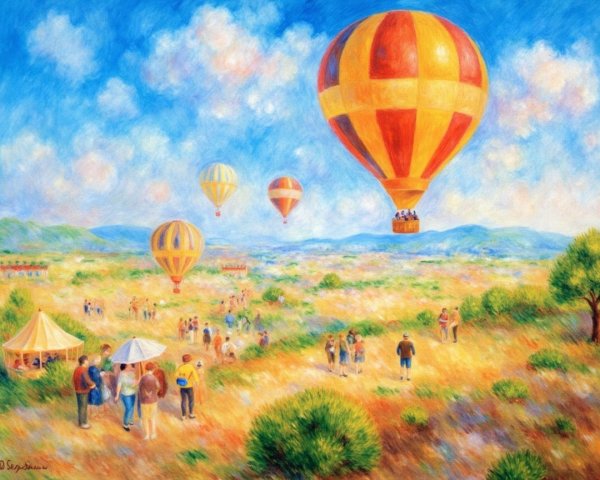 Colorful Hot Air Balloons in a Summer Landscape