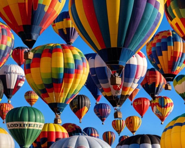 Colorful Hot Air Balloons in a Clear Blue Sky
