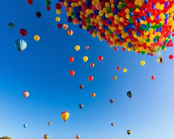 Colorful Hot Air Balloons in a Vibrant Sky