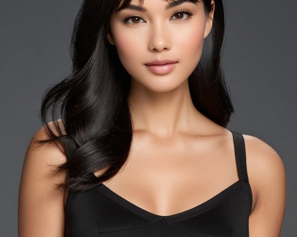 Headshot portrait of a woman with dark hair and bangs
