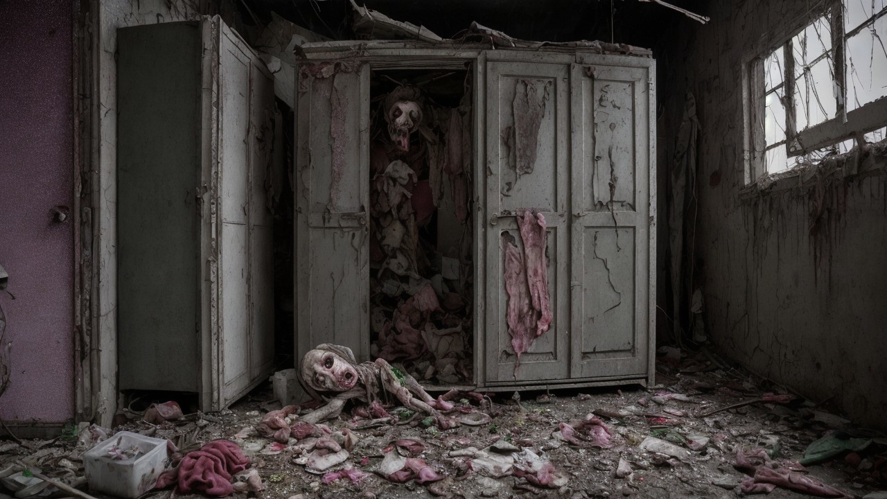 Abandoned Room with Clutter and Haunting Atmosphere