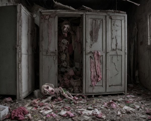 Abandoned Room with Clutter and Haunting Atmosphere