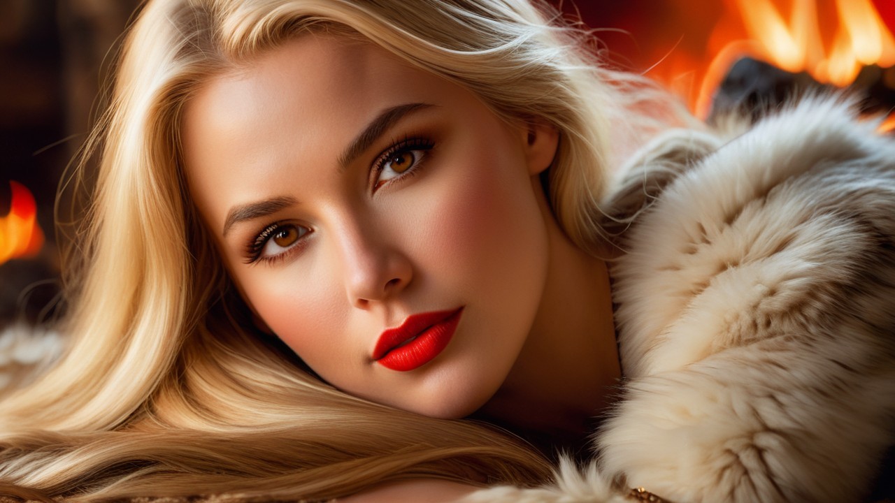 Close-up of a fair-skinned woman with blonde hair