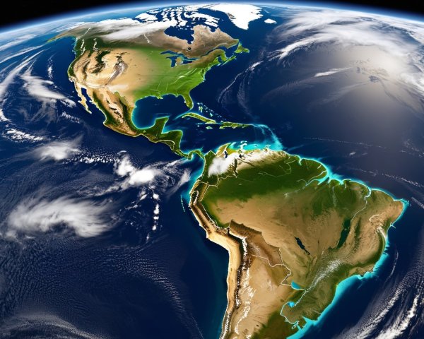 Detailed View of Earth Highlighting Americas from Space