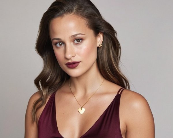 Studio Portrait of Woman in Dark Red Top and Accessories