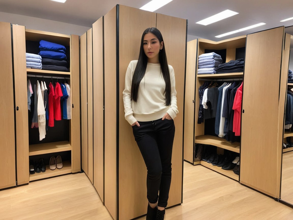 Young Hispanic Woman in Organized Walk-In Closet