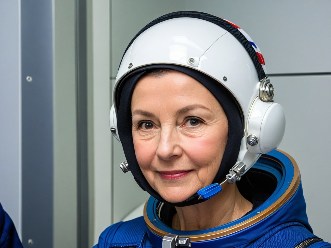 Woman in Blue Astronaut Suit in Sci-Fi Setting