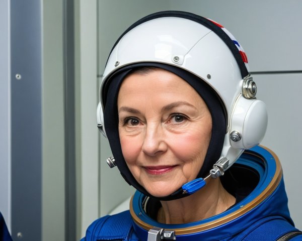 Woman in Blue Astronaut Suit in Sci-Fi Setting